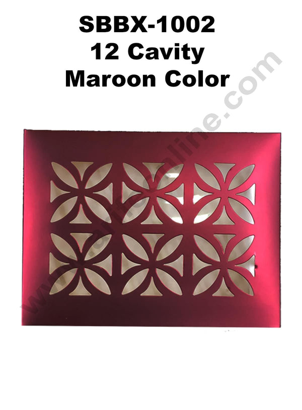 Cake Decor Maroon Color 12 Cavity Cardboard Paper Chocolate Boxes Candy Boxes Chocolate Gift Sweet Box (Pack of 10pcs)