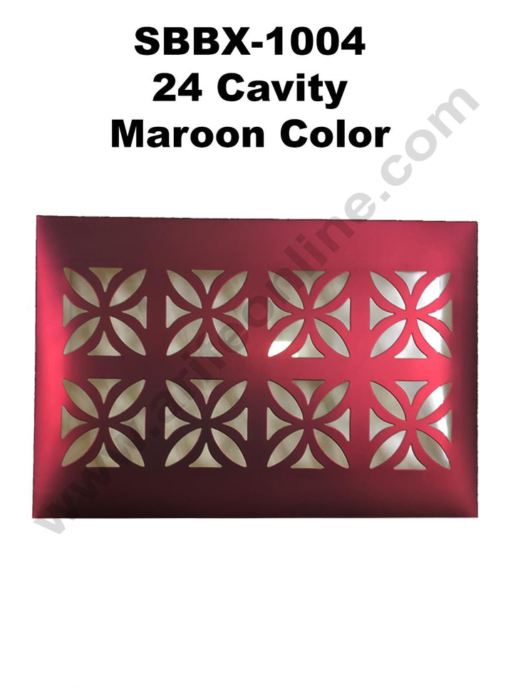 Cake Decor Maroon Color 24 Cavity Cardboard Paper Chocolate Boxes Candy Boxes Chocolate Gift Sweet Box (Pack of 10pcs)