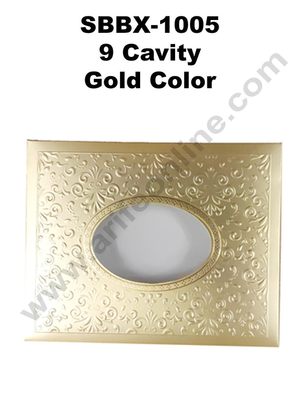 Cake Decor Gold Color 9 Cavity Window Cardboard Paper Chocolate Boxes Candy Boxes (Pack of 10pcs)