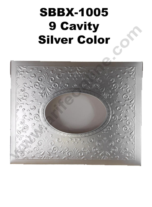 Cake Decor Silver Color 9 Cavity Window Cardboard Paper Chocolate Boxes Candy Boxes (Pack of 10pcs)