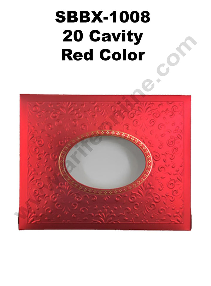 Cake Decor Red Color 20 Cavity Window Cardboard Paper Chocolate Boxes Candy Boxes (Pack of 10pcs)