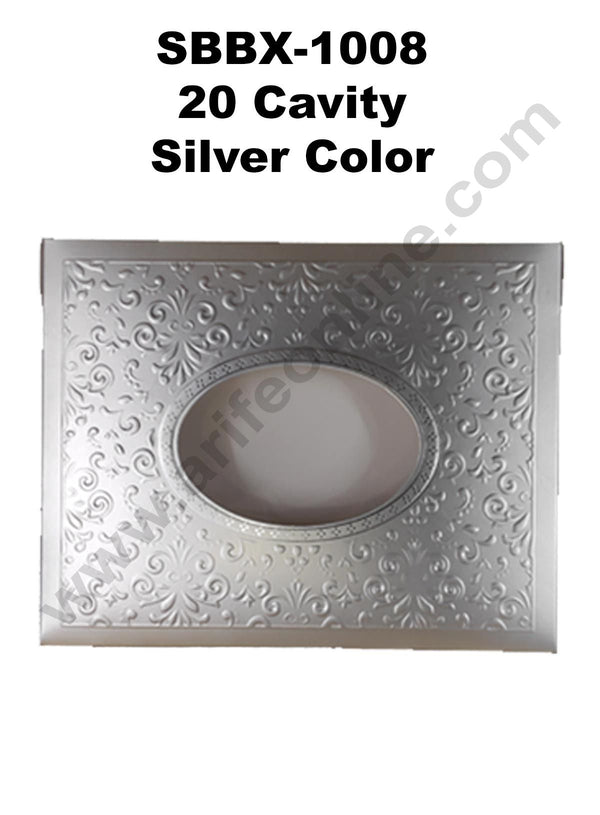 Cake Decor Silver Color 20 Cavity Window Cardboard Paper Chocolate Boxes Candy Boxes (Pack of 10pcs)