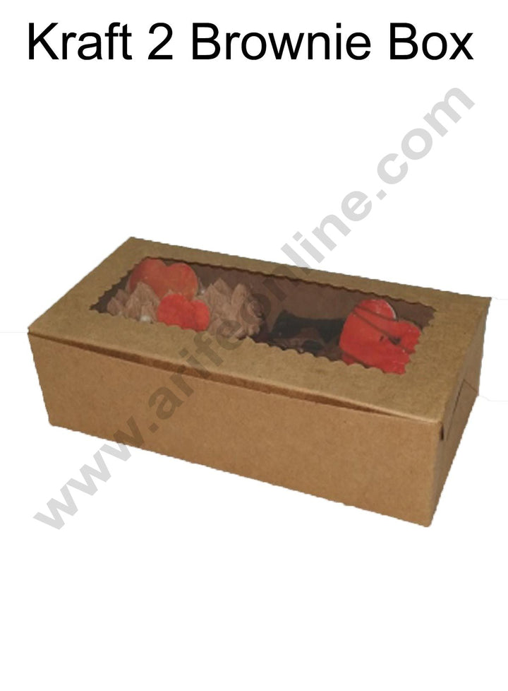 Cake Decor Kraft Brownie Boxes2 Cavity with Clear Window,