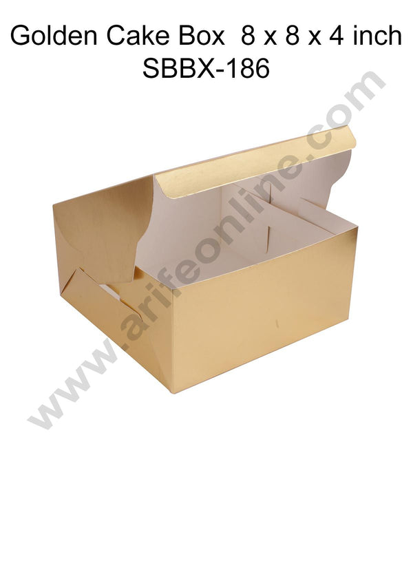 Cake Decor 1/2kg Golden Cake Box Packaging with Clear Display Window 8x8x4 Inch (Pack of 5pcs)