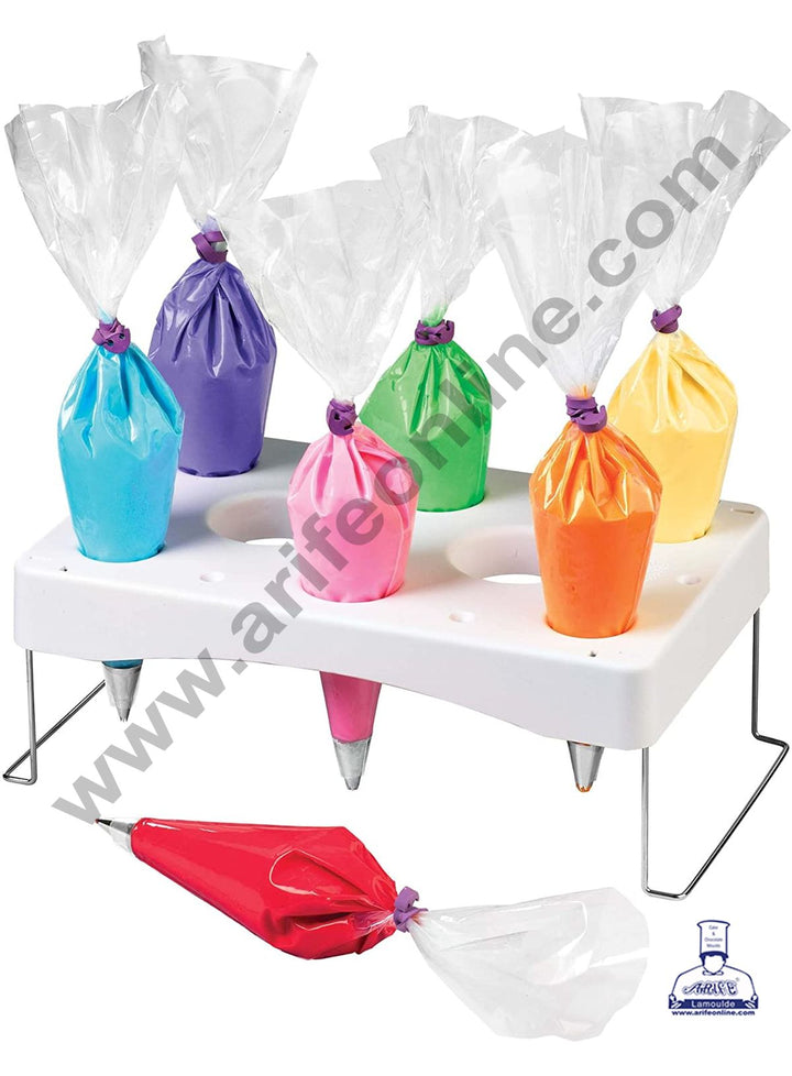 Cake Decor Cake Decorating Icing Bag Holder Tray Stand - 8-Hole Pastry Tube Holder Tool