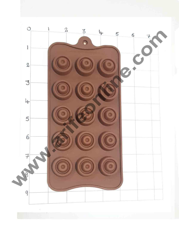 Cake Decor Silicon 15 Cavity Circle Shape Brown Chocolate Mould, Ice Mould, Chocolate Decorating Mould