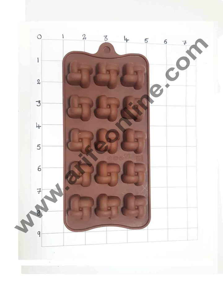 Cake Decor Silicon 15 Cavity Ribbon GiftBox Shape Brown Chocolate Mould, Ice Mould, Chocolate Decorating Mould