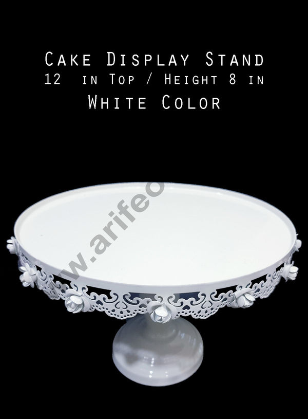 Cake Decor Cake Display Stand Metal - Flower White (12 in Diameter x 8 in Height)