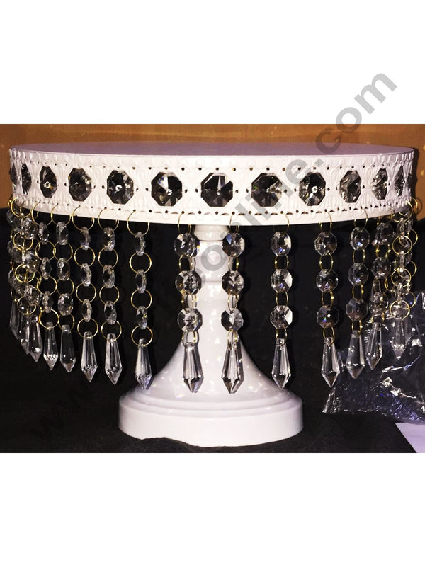 Cake Decor White Metal fancy Cake Stand with diamonds Display Stand (12in Diameter)