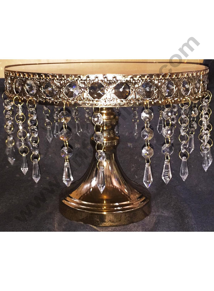 Cake Decor Gold Metal fancy Cake Stand with Diamonds Display Stand (12in Diameter)