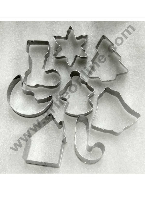 Cake Decor Stainless Steel 8 pc Christmas Cutter Cookie Cutter Fondant Biscuit Cake Fruit Cutter