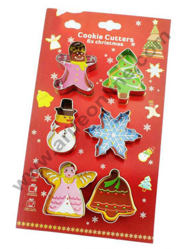 Cake Decor Stainless Steel 6 pc  Snowman Christmas Tree Jingle Bell Angel Gingerbread Man Cookie Cutter Fondant Biscuit Cake Fruit Cutter