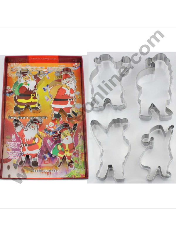 Cake Decor Stainless Steel 4 pc  Santa Clause Cookie Cutter Fondant Biscuit Cake Fruit Cutter