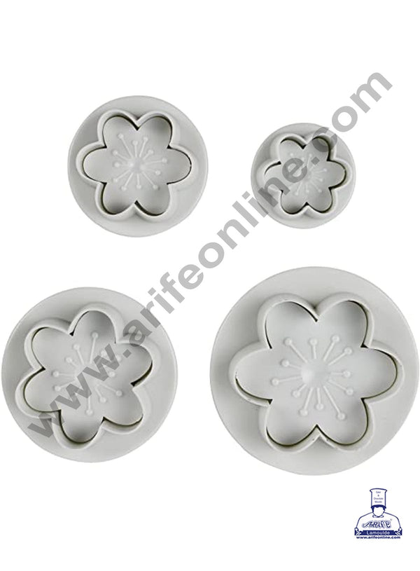 Cake Decor 4 Pieces Peach Blossom Shape Cake Plunger Cutters Fondant Tool