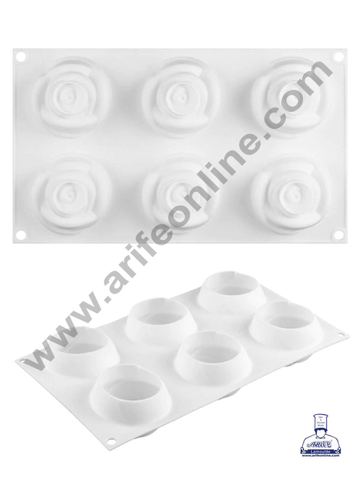 Cake Decor 3D 6 Cavity Rose Flower Shape Cake Molds Entremet Cake Mould Mousse Mold