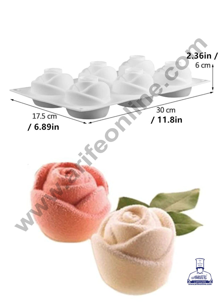 Cake Decor 3D 6 Cavity Rose Flower Shape Cake Molds Entremet Cake Mould Mousse Mold