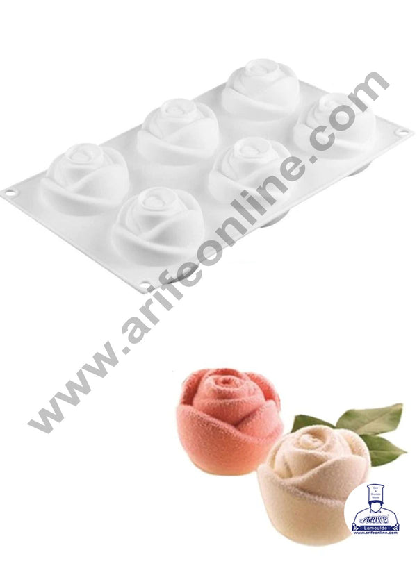 Cake Decor 3D 6 Cavity Rose Flower Shape Cake Molds Entremet Cake Mould Mousse Mold