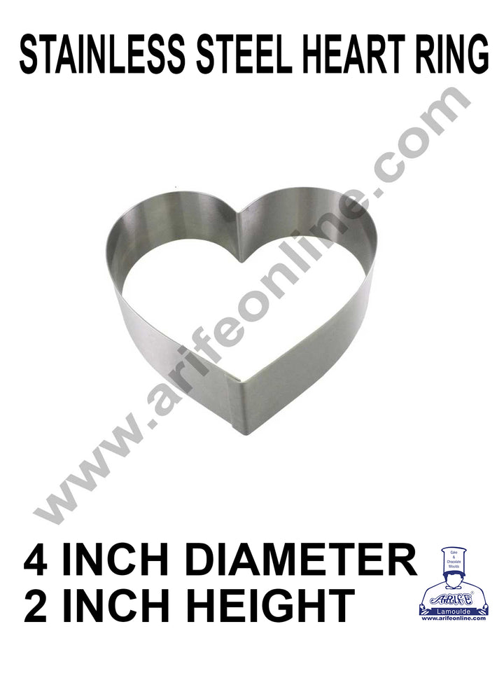 Cake Decor Heart Cake Ring Stainless Steel Cutter Heavy Ring ( 4 inch Diameter X 2 inch Height )