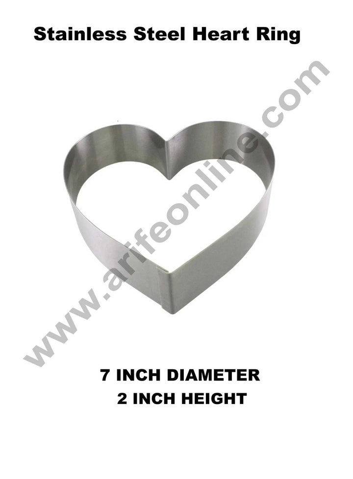 Cake Decor Heart Cake Ring Stainless Steel Cutter Heavy Ring (7 inch Diameter X 2 inch Height )