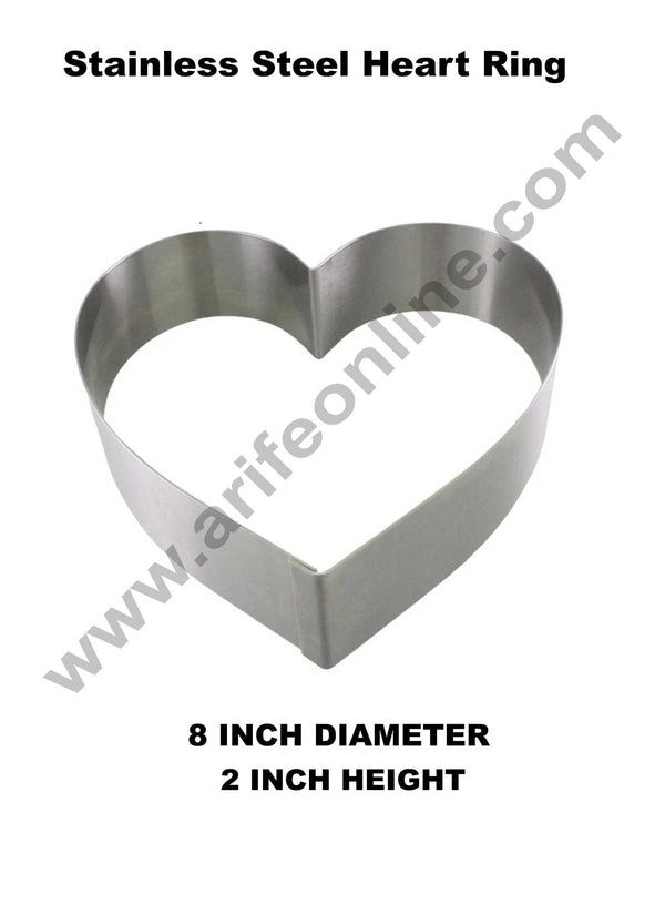 Cake Decor Heart Cake Ring Stainless Steel Cutter Heavy Ring (8 inch Diameter X 2 inch Height )