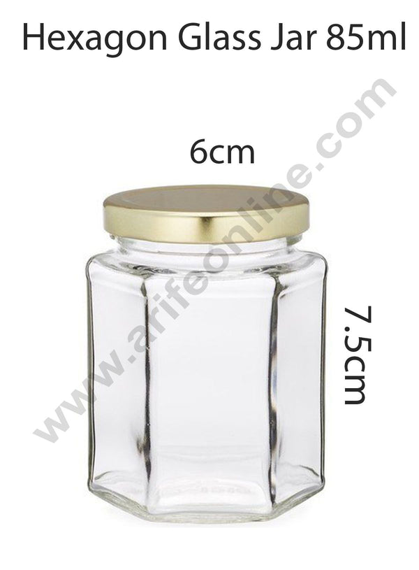 Cake Decor Hexagon Glass Jars