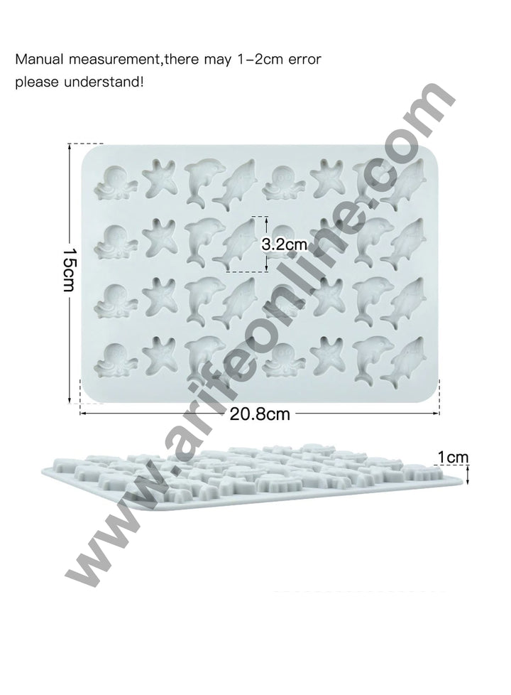 Cake Decor 32 Cavity Silicone Chocolate Mould Sea Theme Dolphin Shark Octopus Starfish Shape Silicon Jelly Candy Mould