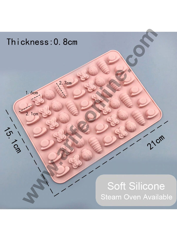 Cake Decor 50 Cavity Silicone Chocolate Mould Snail Butterfly Beetle Bug Shape Silicon Jelly Candy Mould