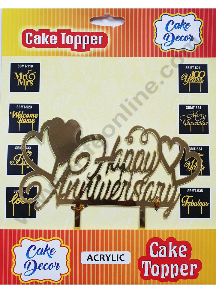 Cake Decor Mirror Finshing Acrylic Cake Topper Happy Anniversary