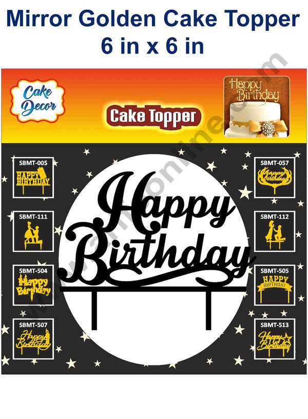 Cake Decor 6 inch Mirror Finshing Acrylic Black Cake Topper Happy Birthday with S Shape