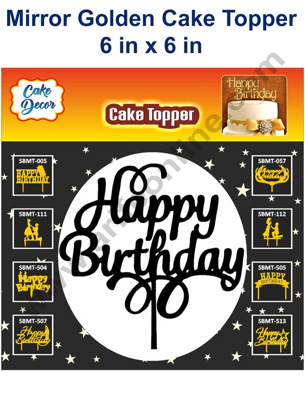 Cake Decor 6 inch Acrylic Finishing Black Cake Topper Circle Happy Birthday