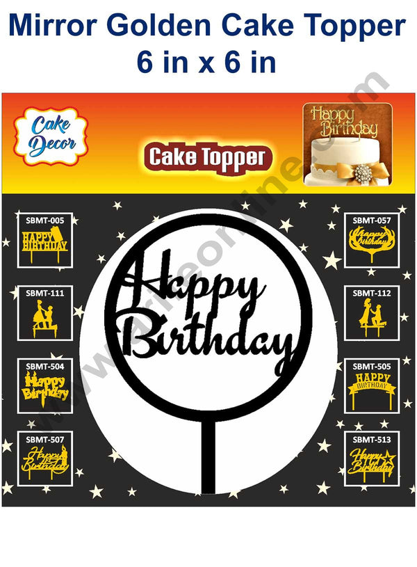Cake Decor 6 inch Acrylic Finishing Black Cake Topper Happy Birthday with Round