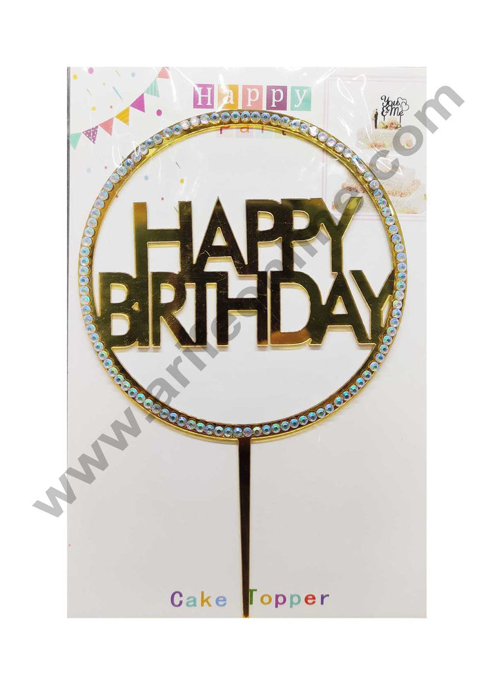 Cake Decor 6 inch Height Diamond Acrylic Cake Topper - Golden Round