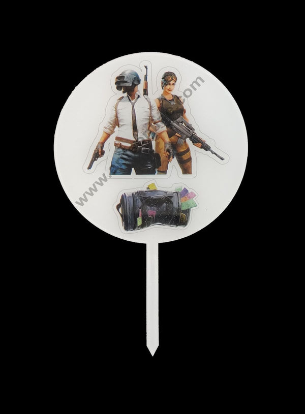 Cake Decor 5.5 Inches Digital Printed Cake Toppers - PUBG Theme