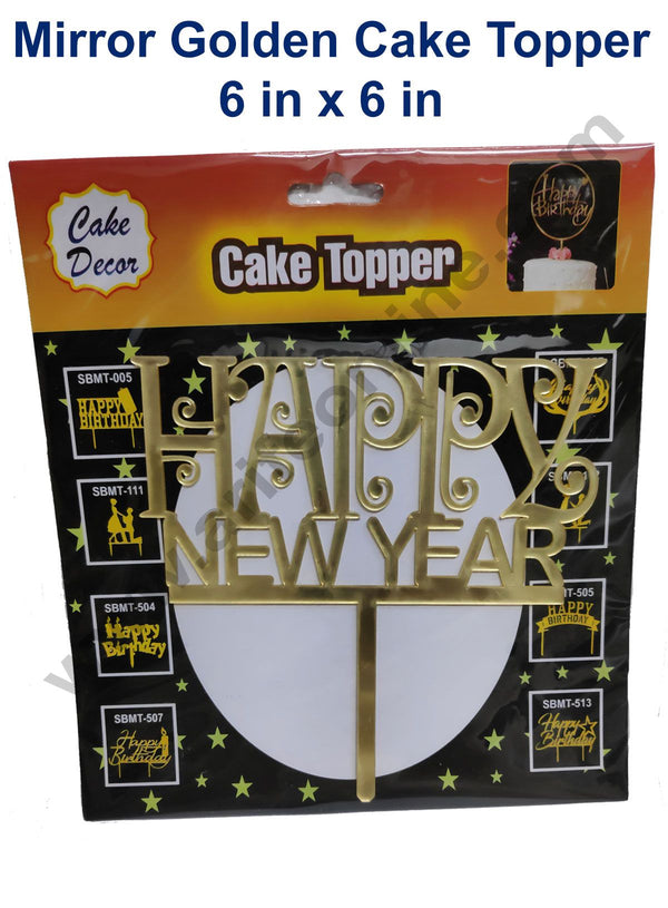 Cake Decor 6 inch Mirror Finshing Acrylic Cake Topper Happy New Year