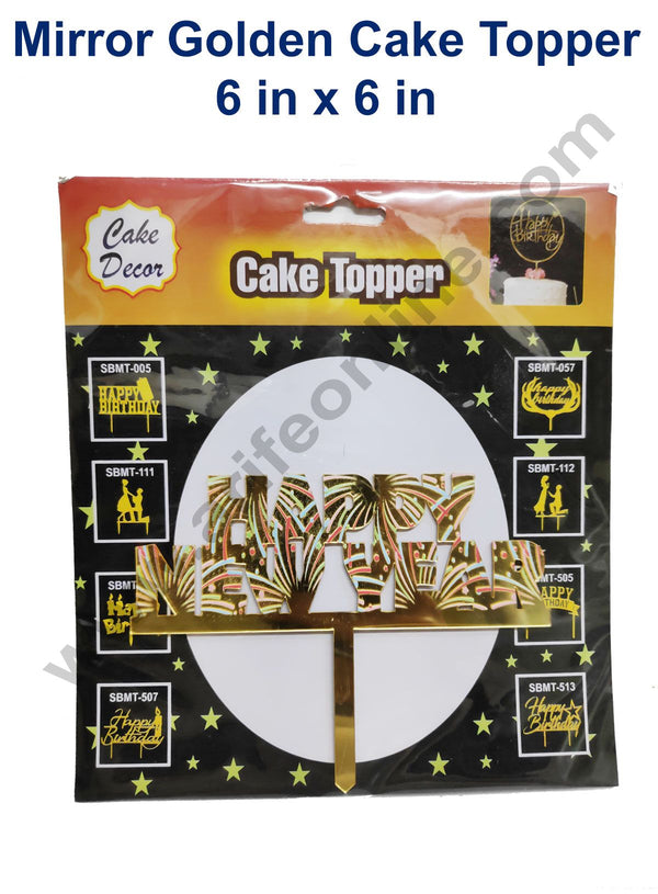 Cake Decor 6 inch Mirror with Printed Finshing Acrylic Cake Topper HAPPY NEW YEAR