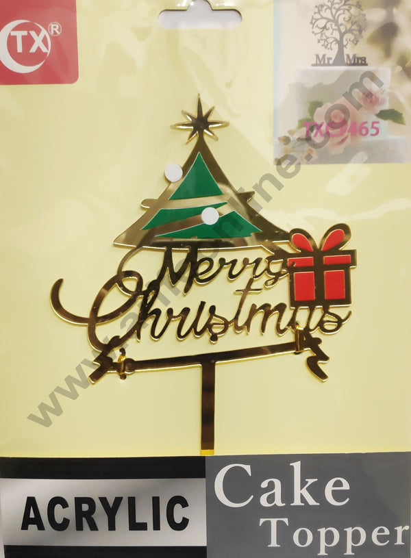 Cake Decor 6 inch Mirror with Printed Finshing Acrylic Cake Topper Merry Christmas Tree