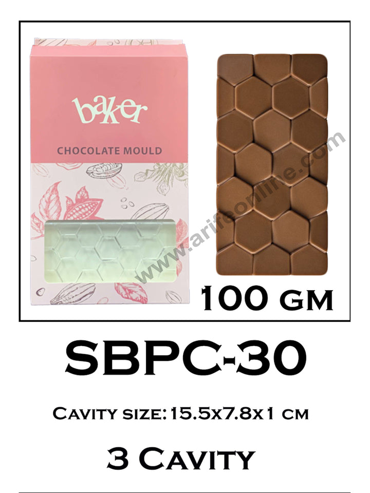 Cake Decor 3 Cavity Bar Polycarbonate Chocolate Mould SBPC-30