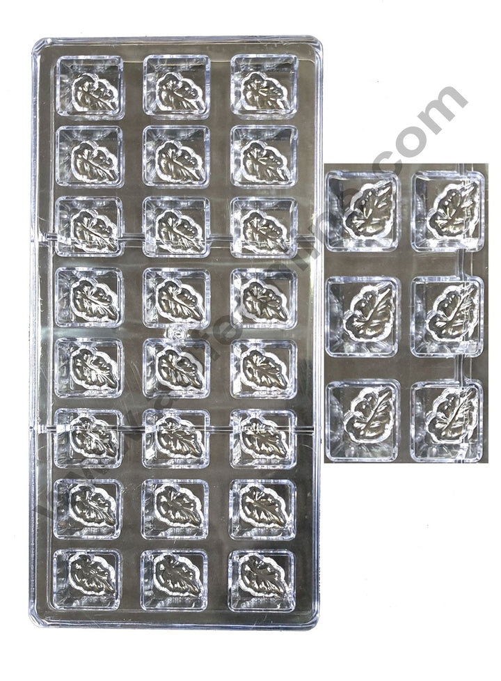 Cake Decor 24 Cavity Small Leaf Shape Polycarbonate Chocolate Mould SBPS-001