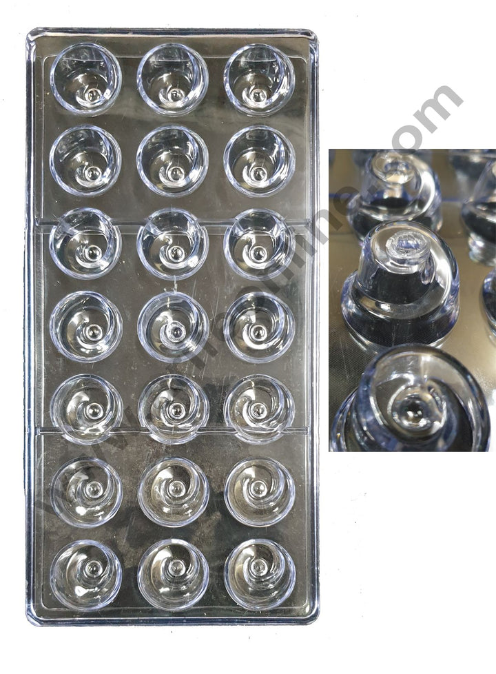 Cake Decor 21 Cavity Round Frill Shape Polycarbonate Chocolate Mould SBPS-003