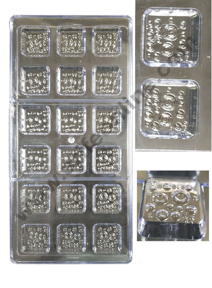 Cake Decor 18 Cavity Square Bubble Shape Polycarbonate Chocolate Mould SBPS-005