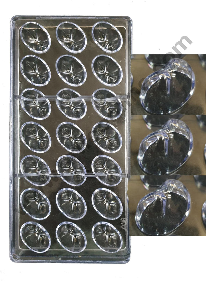 Cake Decor 21 Cavity Oval Shape Polycarbonate Chocolate Mould SBPS-006