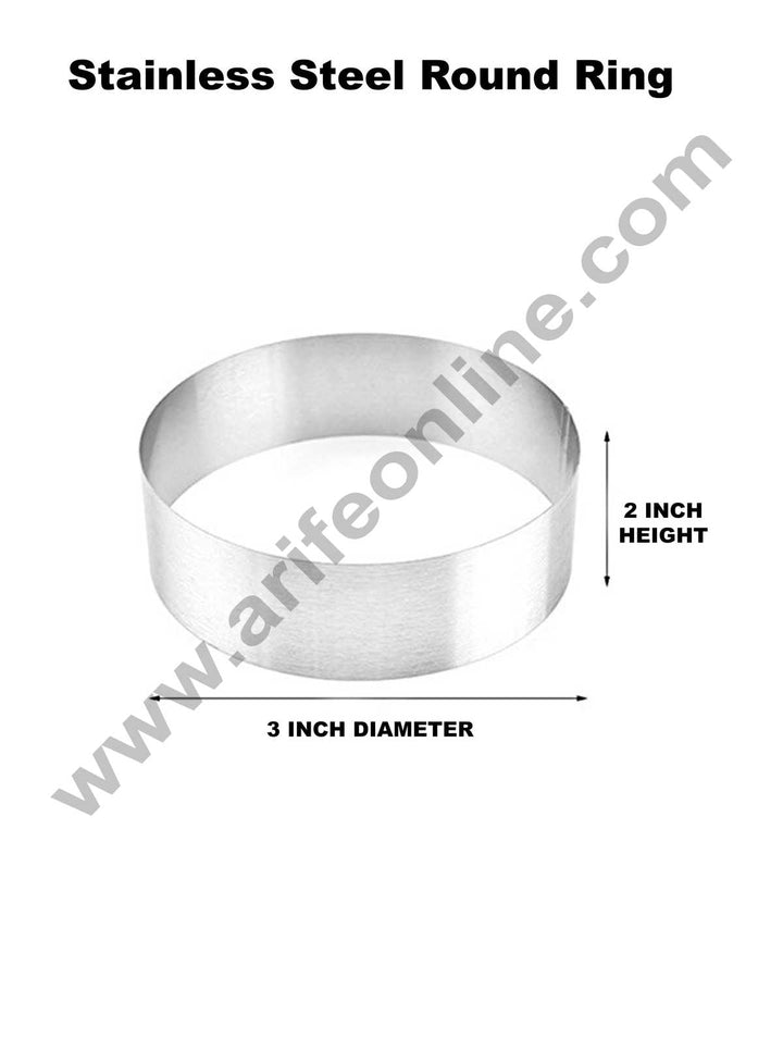 Cake Decor Round Cake Ring and Burger Ring Stainless Steel Heavy Ring (3 inch Diameter X 2 inch Height )