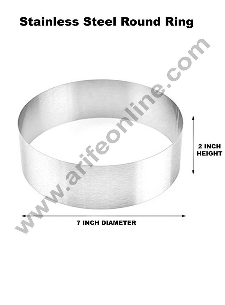 Cake Decor Round Cake Ring and Burger Ring Stainless Steel Heavy Ring (7 inch Diameter X 2 inch Height )