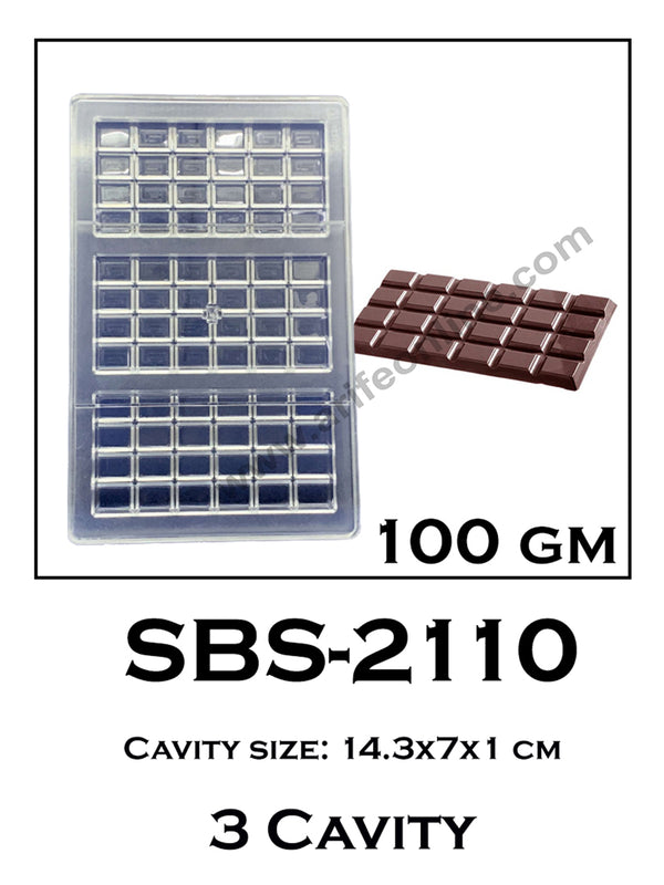 Cake Decor 3 Cavity Bar Polycarbonate Chocolate Mould SBS-2110
