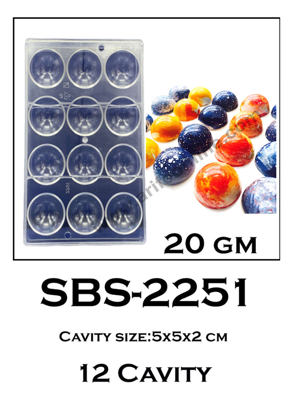Cake Decor 12 Cavity Polycarbonate Chocolate Mould SBS-2251