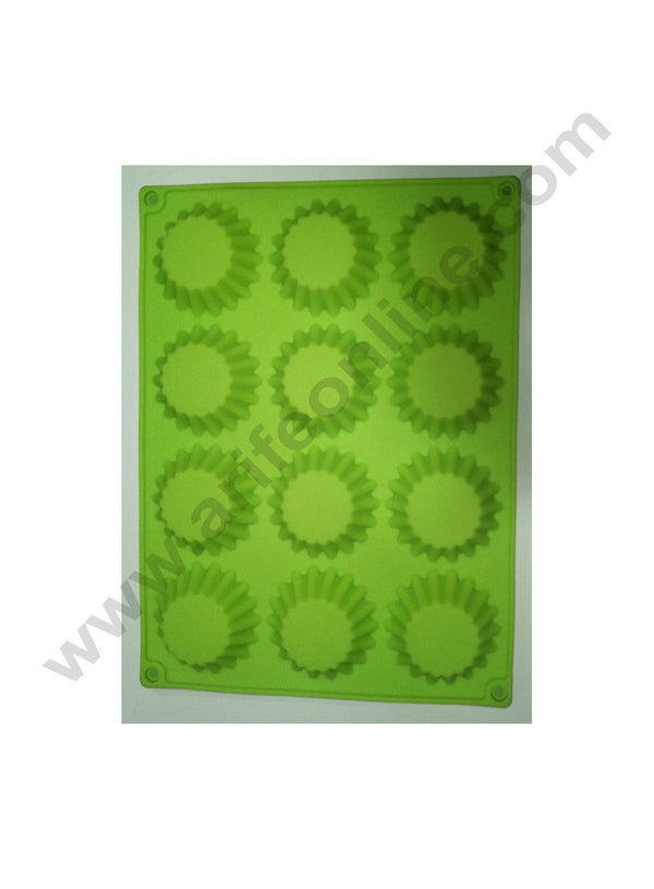 Cake Decor 12 in 1 Silicon Bakeware Round Tart Shape Cupcake Moulds Muffin Mould
