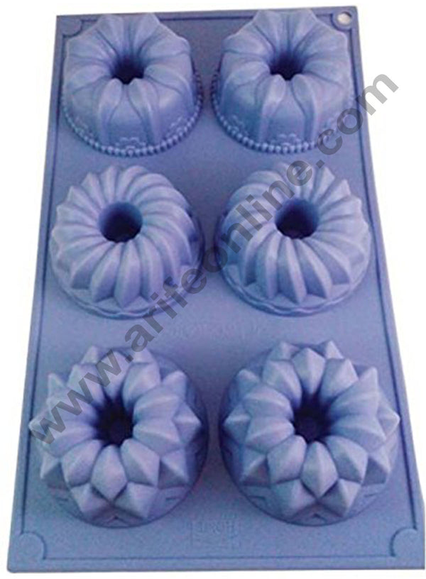 Cake Decor 6 in 1 Silicon Bakeware Mix Flower Shape Bundt Cupcake Moulds Muffin Mould