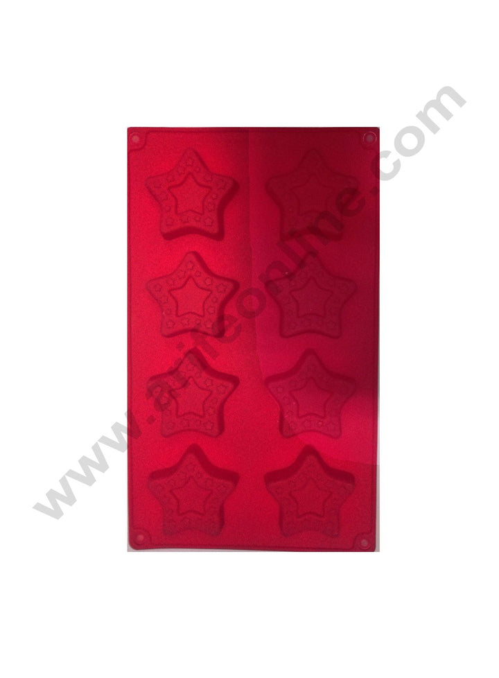Cake Decor 8 in 1 Silicon Bakeware Star Shape Christmas Cupcake Moulds Muffin Mould