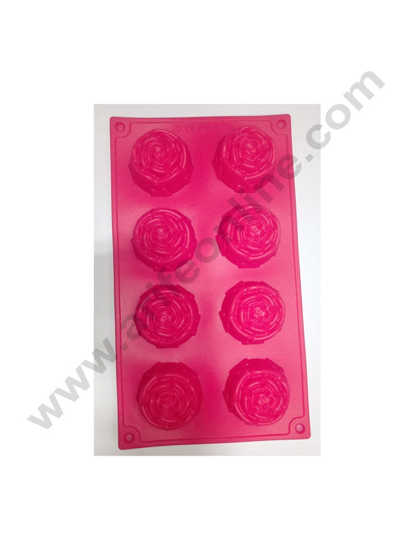 Cake Decor 8 in 1 Silicon Bakeware Rose Shape Cupcake Moulds Muffin Mould