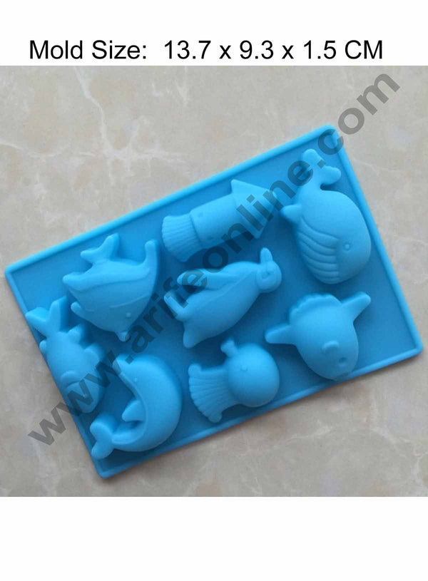 Cake Decor Silicon 8 Cavity Dolphin Fish Chocolate Mould, Ice Mould, Chocolate Decorating Mould